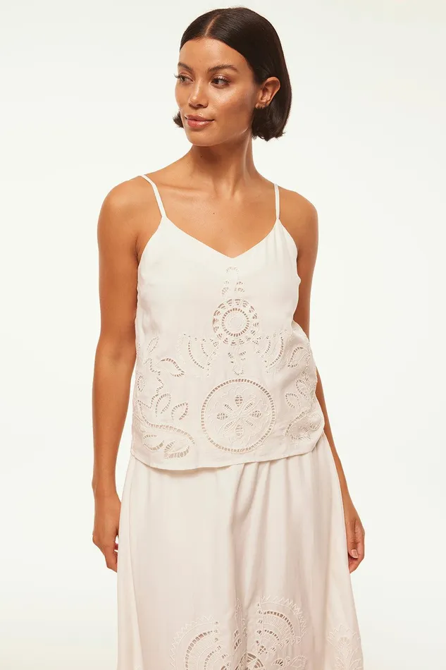 Women MISA Los Angeles Tops MARCELA TOP Pink Eyelet