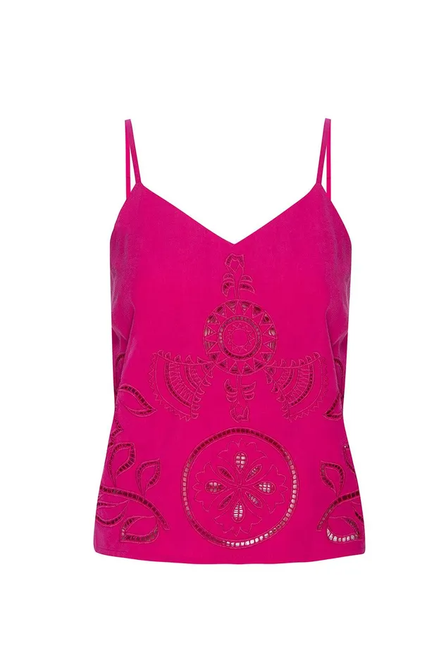 Women MISA Los Angeles Tops MARCELA TOP Pink Eyelet