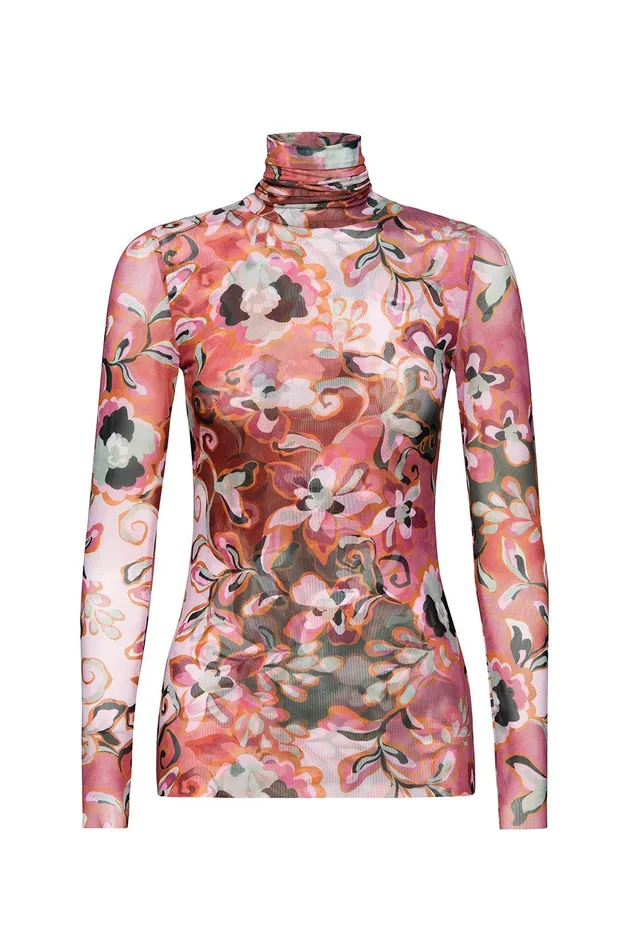 Women MISA Los Angeles Tops NADJA TOP Resort Batik Mesh