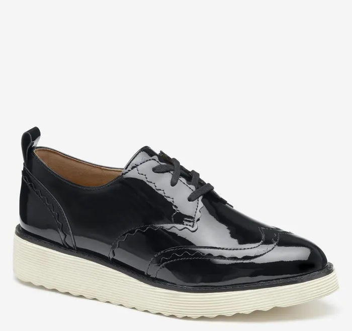 Women Mitzi Scalloped Wingtip Black Patent Leather JohnstonandMurphy Mules and Loafers Women Mitzi Scalloped Wingtip Black Patent Leather JohnstonandMurphy Mules and Loafers
