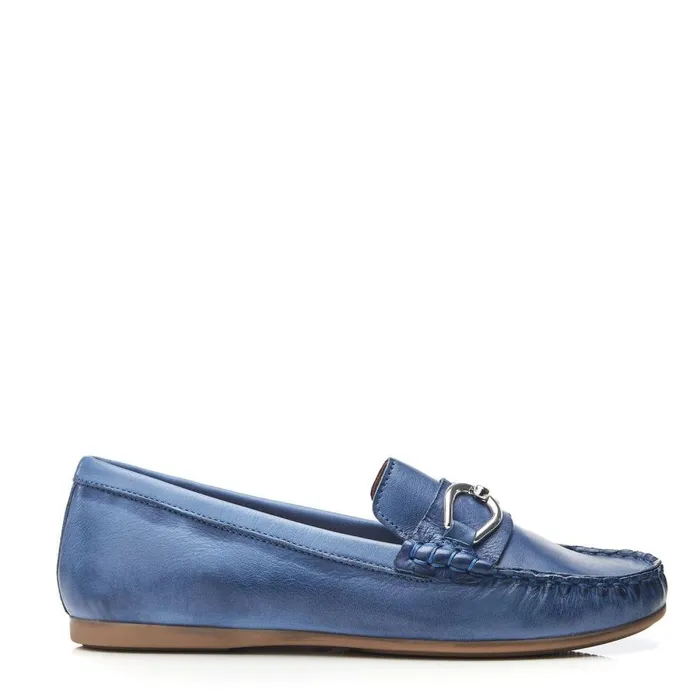 Women Moda In Pelle Casual Shoes Fabiole Blue Leather