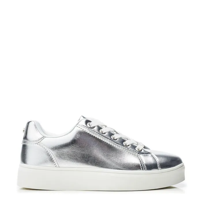 Women Moda In Pelle Casual Trainers Belammy Silver Porvair