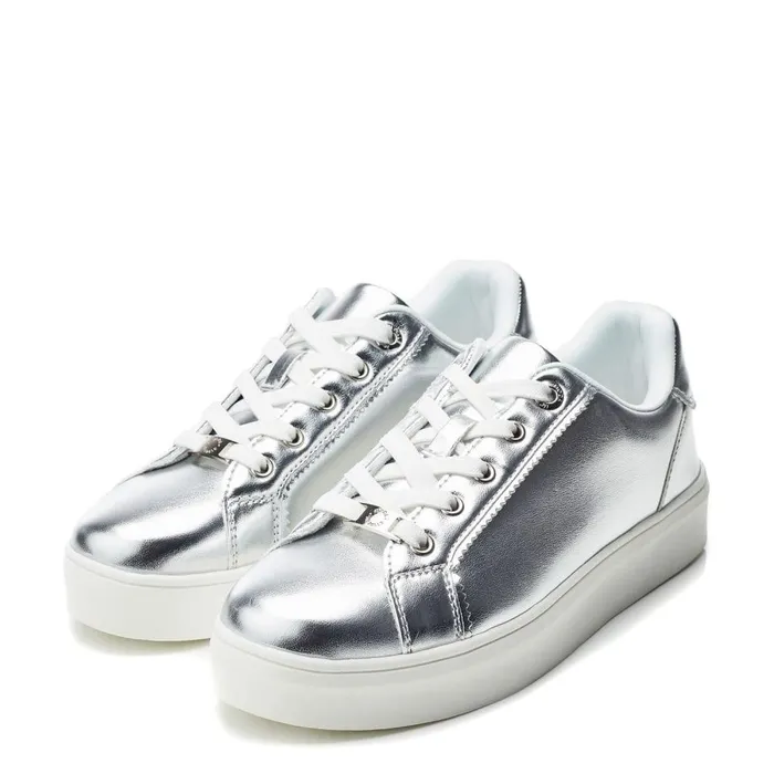 Women Moda In Pelle Casual Trainers Belammy Silver Porvair