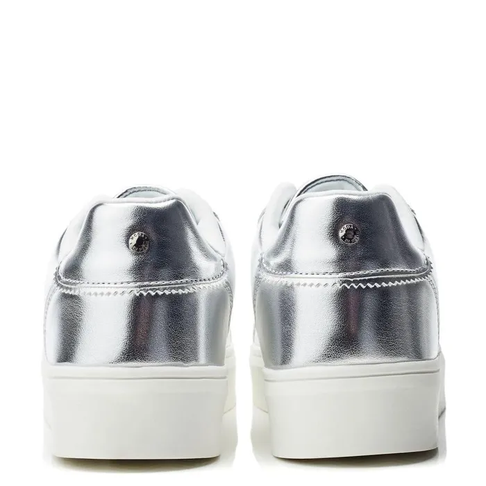Women Moda In Pelle Casual Trainers Belammy Silver Porvair