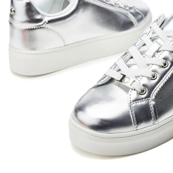 Women Moda In Pelle Casual Trainers Belammy Silver Porvair