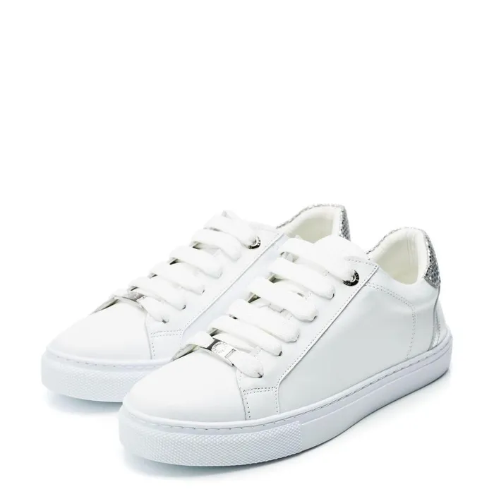 Women Moda In Pelle Casual Trainers Braidie White Leather