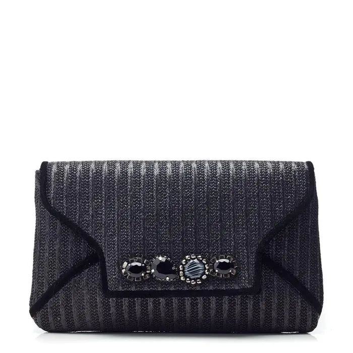 Women Moda In Pelle Clutch Bags Quinn Bag Black Raffia