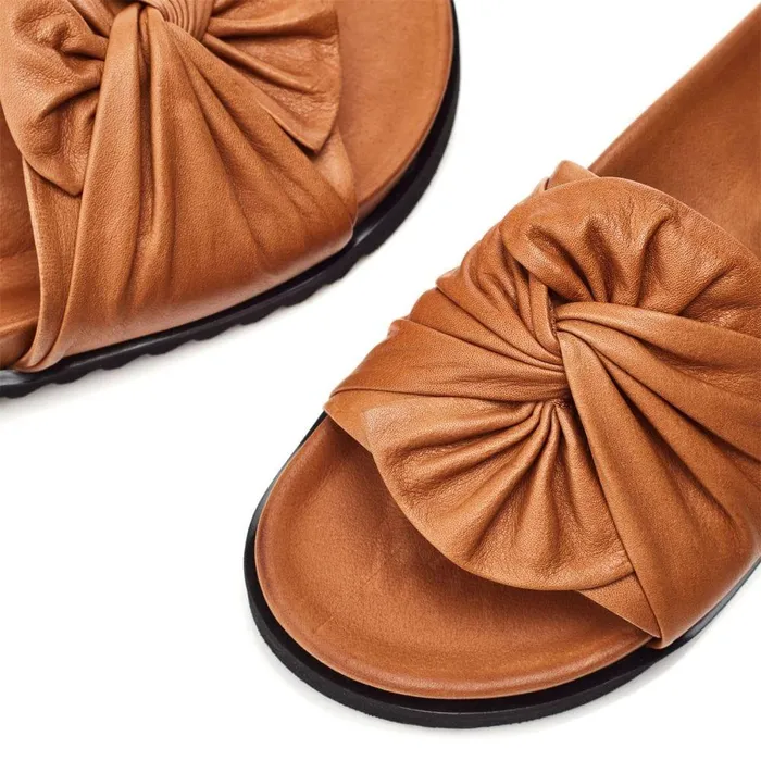Women Moda In Pelle Flatform Sandals Bsoleful BFlorida Tan Leather