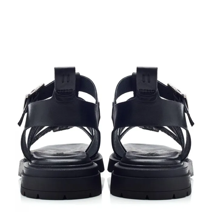 Women Moda In Pelle Flatform Sandals Shoon Sh Inshore Black Leather