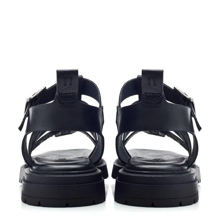 Women Moda In Pelle Flatform Sandals Shoon Sh Inshore Black Leather