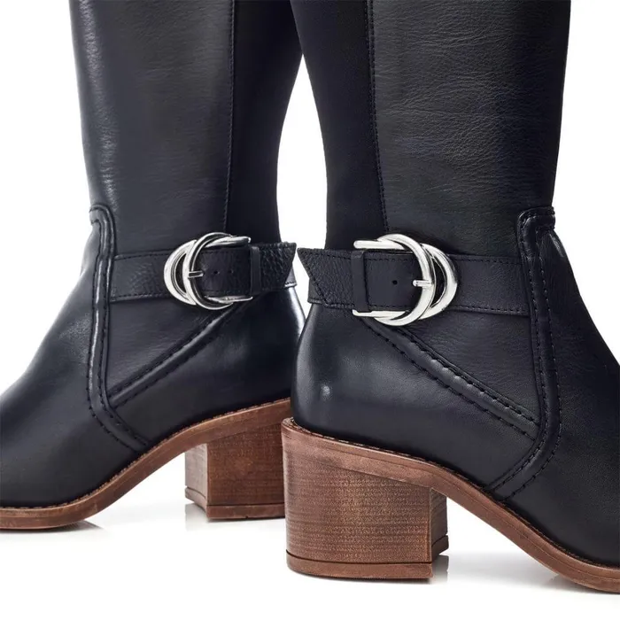 Women Moda In Pelle Knee High Boots Silvie Black Leather