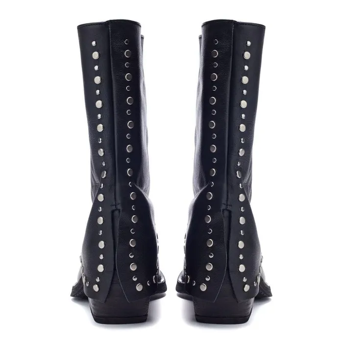 Women Moda In Pelle MidCalf Boots Oggio Black Leather