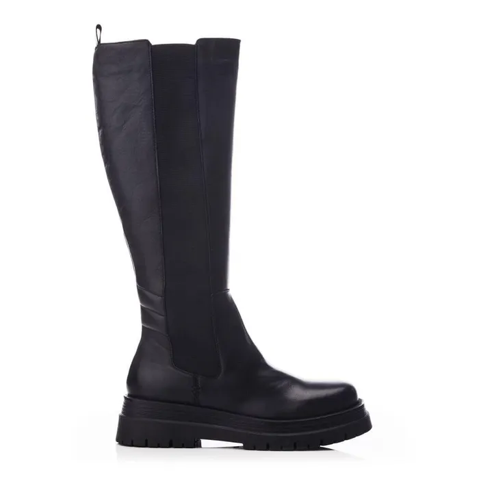 Women Moda In Pelle Riding And Flat Boots Shoon Sh Idoma Black Leather