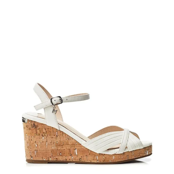 Women Moda In Pelle Wedge Sandals Peppermint White Leather