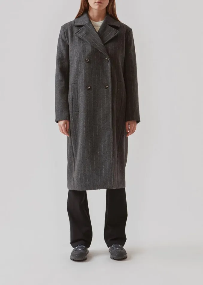 Women Modstrm Coats and Jackets StinnaMD Coat Dark Grey Pinstripe