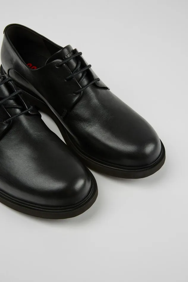 Women Neuman Black Leather Laceup Shoes Camper Formal Shoes