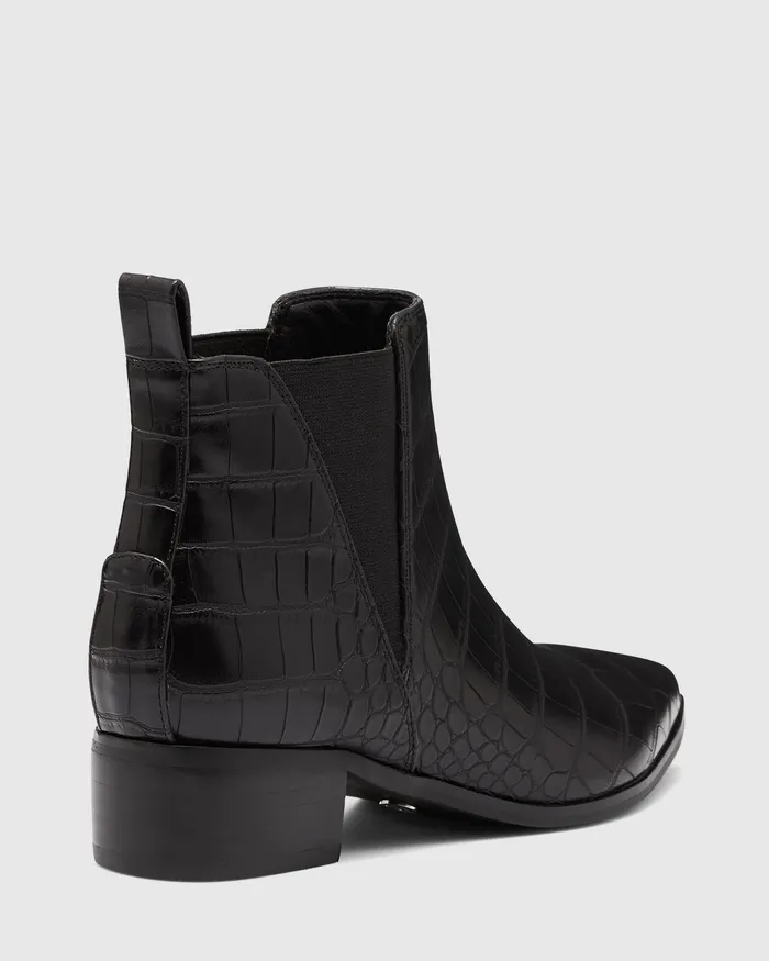 Women NOVO Shoes DELICIOUS Black Croc Ankle Boots Women NOVO Shoes DELICIOUS Black Croc Ankle Boots