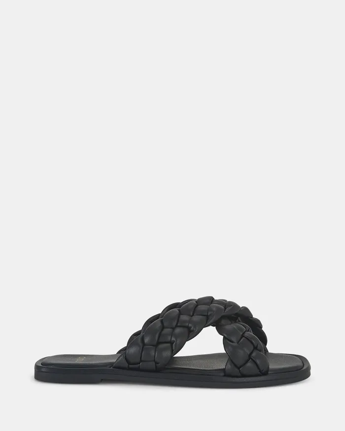 Women NOVO Shoes SHELLY BLACK Sandals Flat Sandals