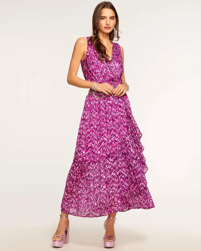 Women Nyla VNeck Maxi Dress Pink Swirl Ramy Brook Dresses Women Nyla VNeck Maxi Dress Pink Swirl Ramy Brook Dresses