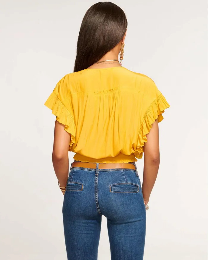 Women Olivia Flutter Sleeve Top Marigold Ramy Brook Tops Women Olivia Flutter Sleeve Top Marigold Ramy Brook Tops