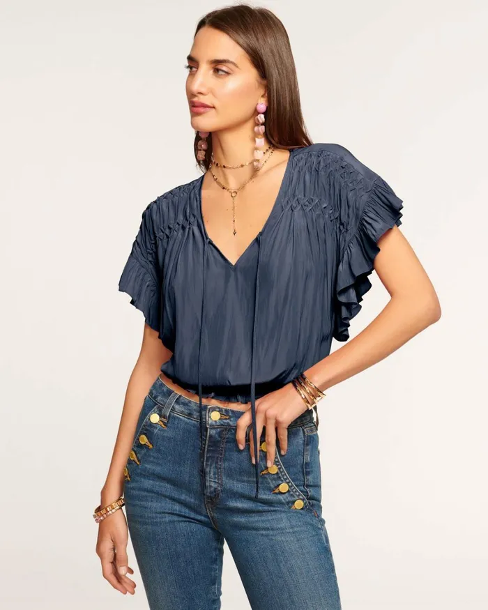 Women Olivia Flutter Sleeve Top Marigold Ramy Brook Tops Women Olivia Flutter Sleeve Top Marigold Ramy Brook Tops