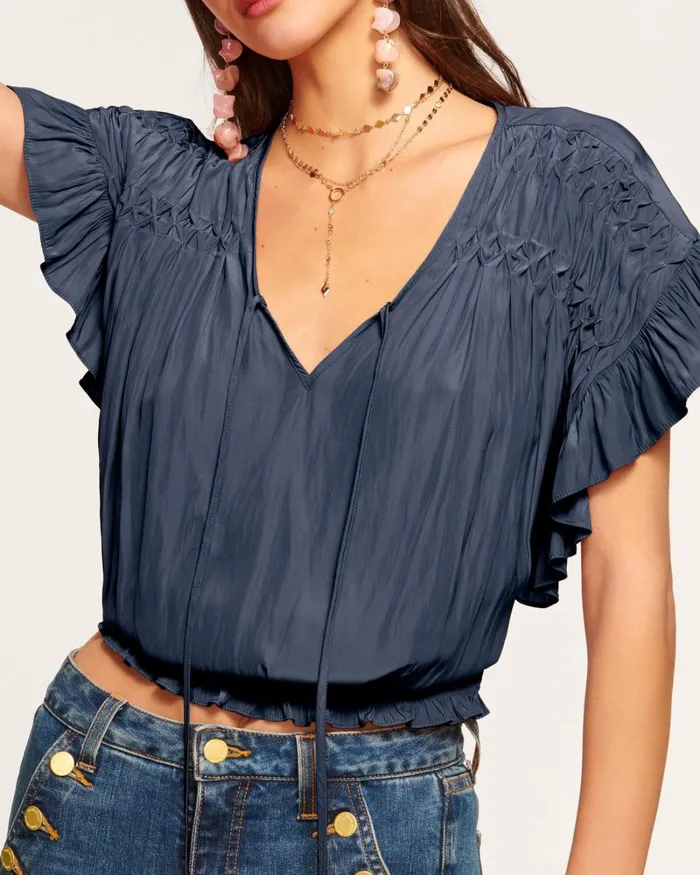 Women Olivia Flutter Sleeve Top Marigold Ramy Brook Tops Women Olivia Flutter Sleeve Top Marigold Ramy Brook Tops