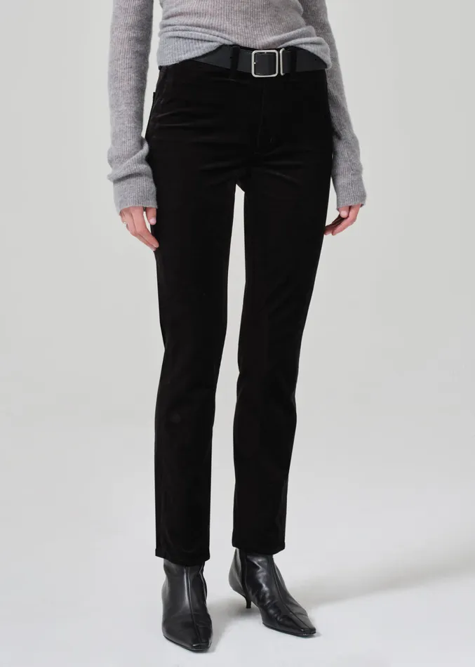 Women Pants Citizens Of Humanity Isola Slim Crop Welt Pocket Velvet In Black
