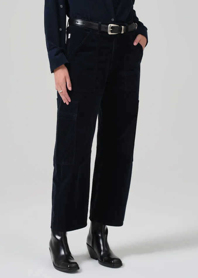 Women Pants Citizens Of Humanity Marcelle Low Slung Easy Cargo Corduroy In Navy