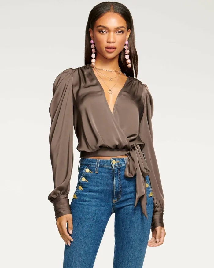 Women Pauline Puff Sleeve Blouse Navy Ramy Brook Tops Women Pauline Puff Sleeve Blouse Navy Ramy Brook Tops