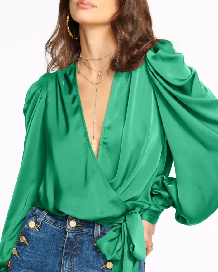 Women Pauline Puff Sleeve Blouse Navy Ramy Brook Tops Women Pauline Puff Sleeve Blouse Navy Ramy Brook Tops