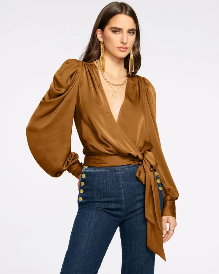 Women Pauline Puff Sleeve Blouse Navy Ramy Brook Tops Women Pauline Puff Sleeve Blouse Navy Ramy Brook Tops