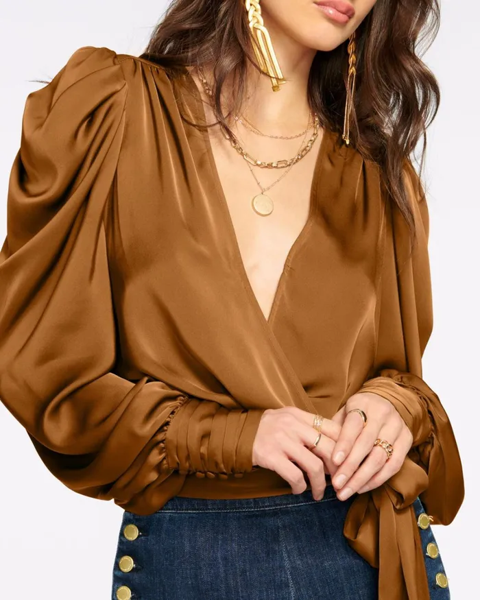 Women Pauline Puff Sleeve Blouse Navy Ramy Brook Tops Women Pauline Puff Sleeve Blouse Navy Ramy Brook Tops