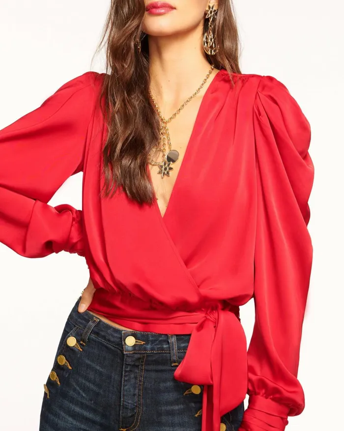 Women Pauline Puff Sleeve Blouse Navy Ramy Brook Tops Women Pauline Puff Sleeve Blouse Navy Ramy Brook Tops