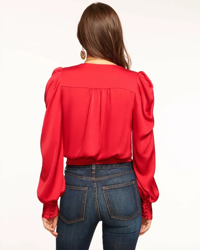 Women Pauline Puff Sleeve Blouse Navy Ramy Brook Tops Women Pauline Puff Sleeve Blouse Navy Ramy Brook Tops