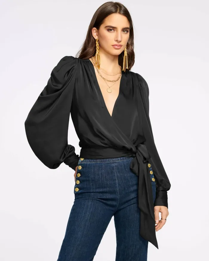 Women Pauline Puff Sleeve Blouse Navy Ramy Brook Tops Women Pauline Puff Sleeve Blouse Navy Ramy Brook Tops