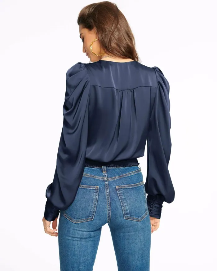 Women Pauline Puff Sleeve Blouse Navy Ramy Brook Tops Women Pauline Puff Sleeve Blouse Navy Ramy Brook Tops