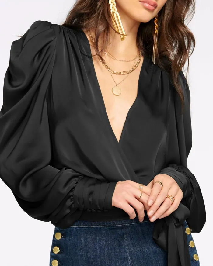 Women Pauline Puff Sleeve Blouse Navy Ramy Brook Tops Women Pauline Puff Sleeve Blouse Navy Ramy Brook Tops