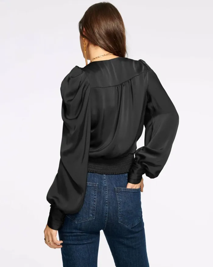 Women Pauline Puff Sleeve Blouse Navy Ramy Brook Tops Women Pauline Puff Sleeve Blouse Navy Ramy Brook Tops