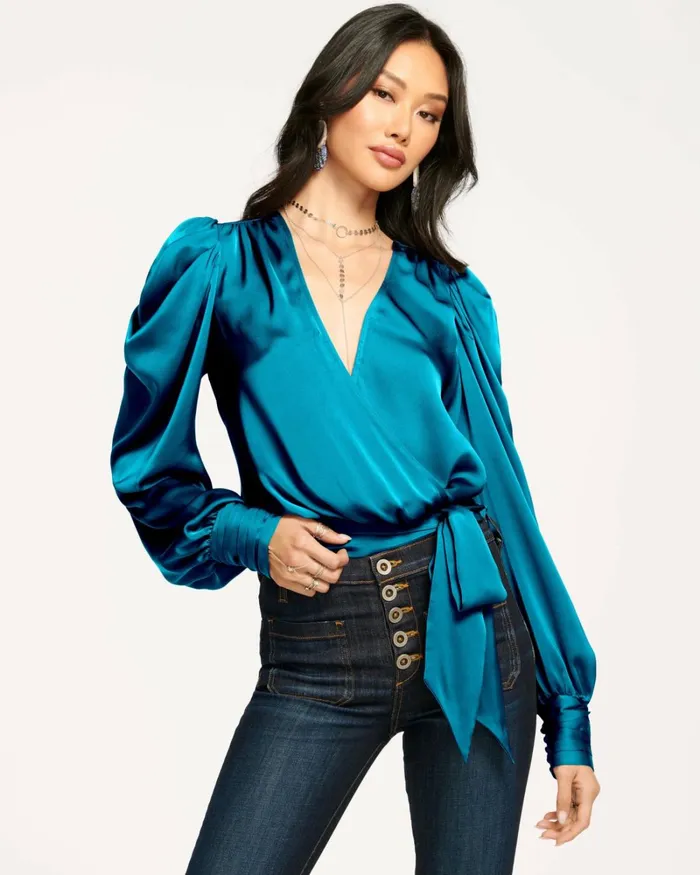 Women Pauline Puff Sleeve Blouse Navy Ramy Brook Tops Women Pauline Puff Sleeve Blouse Navy Ramy Brook Tops