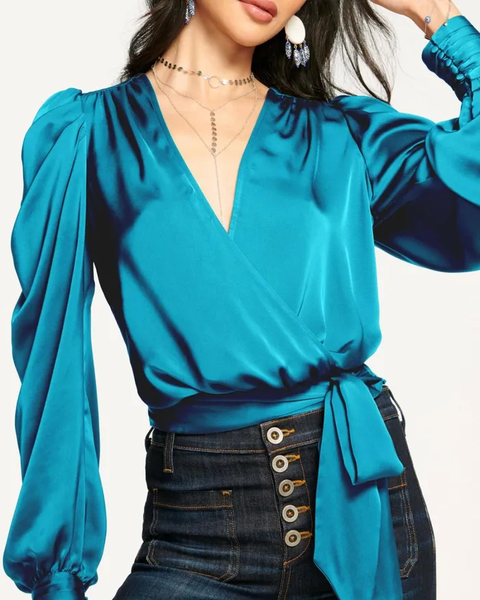 Women Pauline Puff Sleeve Blouse Navy Ramy Brook Tops Women Pauline Puff Sleeve Blouse Navy Ramy Brook Tops