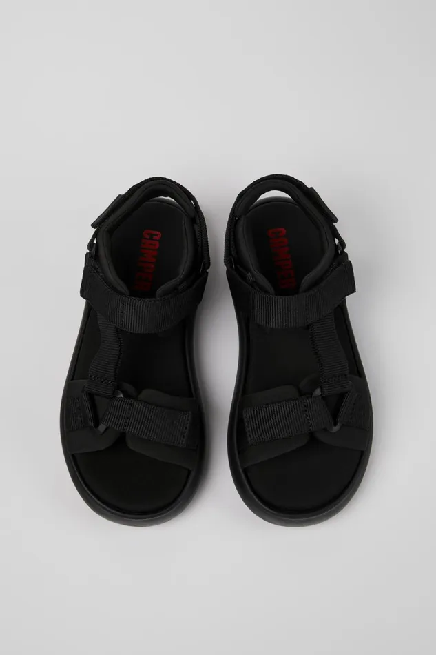 Women Pelotas Flota Black Textile Sandal Camper Non Leather Shoes Women Pelotas Flota Black Textile Sandal Camper Non Leather Shoes