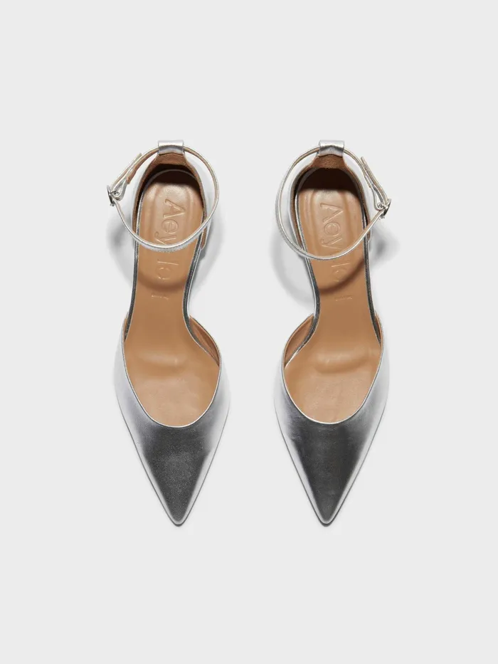Women Perrine Metallic Leather AnkleStrap Pumps Aeyde Pumps