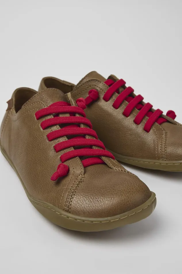 Women Peu Brown Leather Shoes Camper Casual Shoes