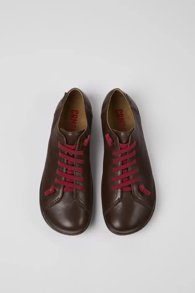 Women Peu Brown Leather Shoes Camper Flat Shoes Women Peu Brown Leather Shoes Camper Flat Shoes