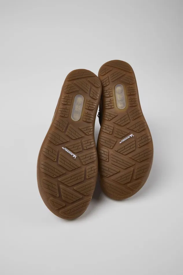 Women Peu Pista MICHELIN Brown Recycled Nylon And Leather Boots Camper Ankle Boots Women Peu Pista MICHELIN Brown Recycled Nylon And Leather Boots Camper Ankle Boots