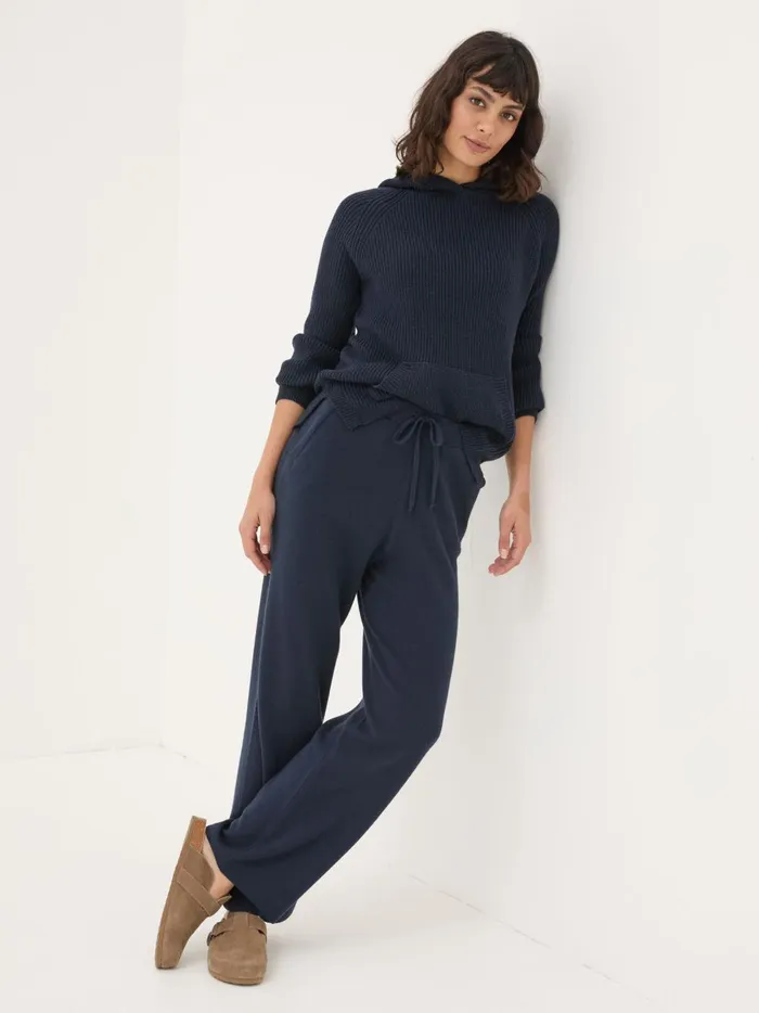 Women Pyjamas and Nightwear Fat Face Blue Navy Knitted Wide Leg Pyjamas