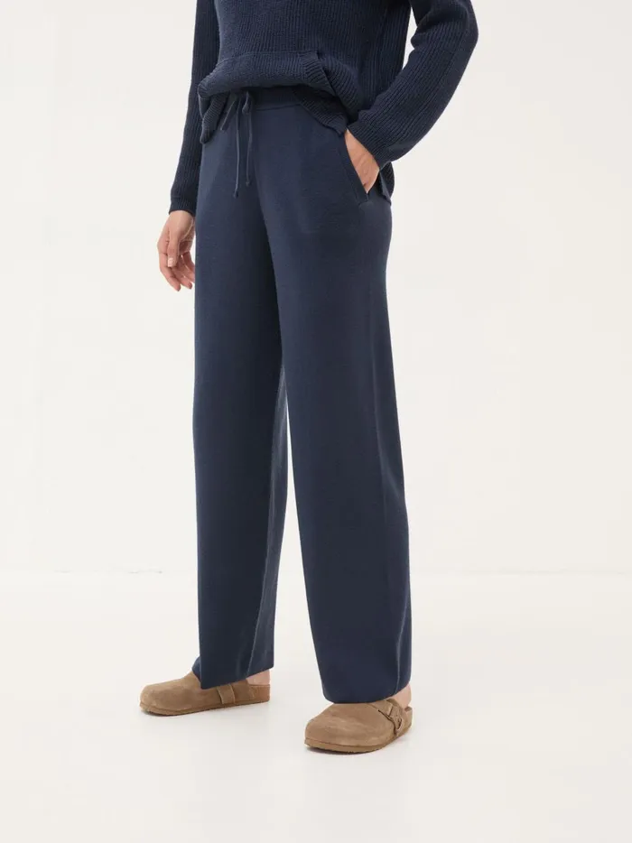 Women Pyjamas and Nightwear Fat Face Blue Navy Knitted Wide Leg Pyjamas
