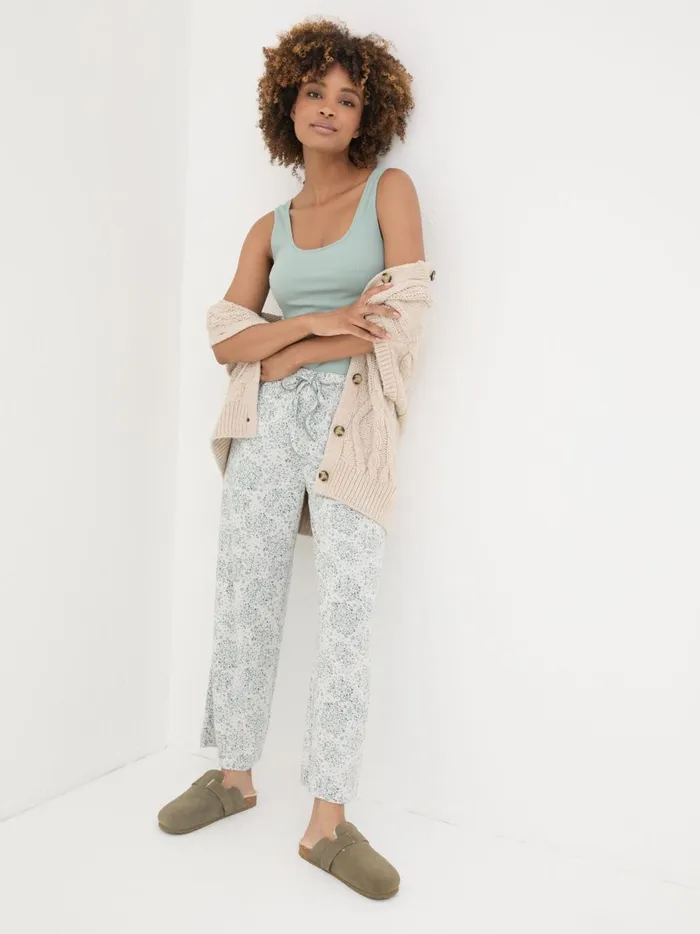 Women Pyjamas and Nightwear Fat Face Green Haze Rib Lounge Vest