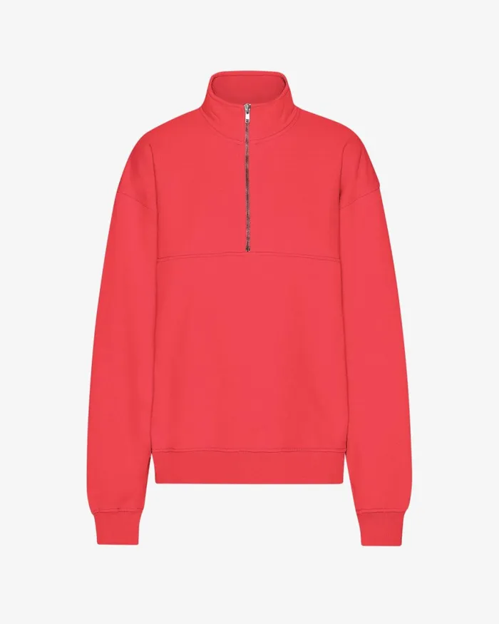 Women Quarter Zips Colorful Standard Organic Quarter Zip Red Tangerine