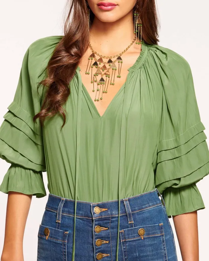 Women Randi Puff Sleeve Top Navy Ramy Brook Tops Women Randi Puff Sleeve Top Navy Ramy Brook Tops